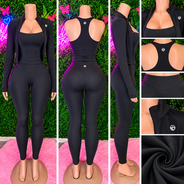 LunaFit Sculpt & Move 3-Piece Activewear Set – Black