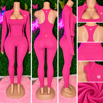 LunaFit Sculpt & Move 3-Piece Set – Hot Pink