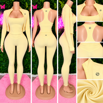 LunaFit Sculpt & Move 3-Piece Set – Butter Yellow