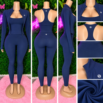 LunaFit Sculpt & Move 3-Piece Set – Navy Blue